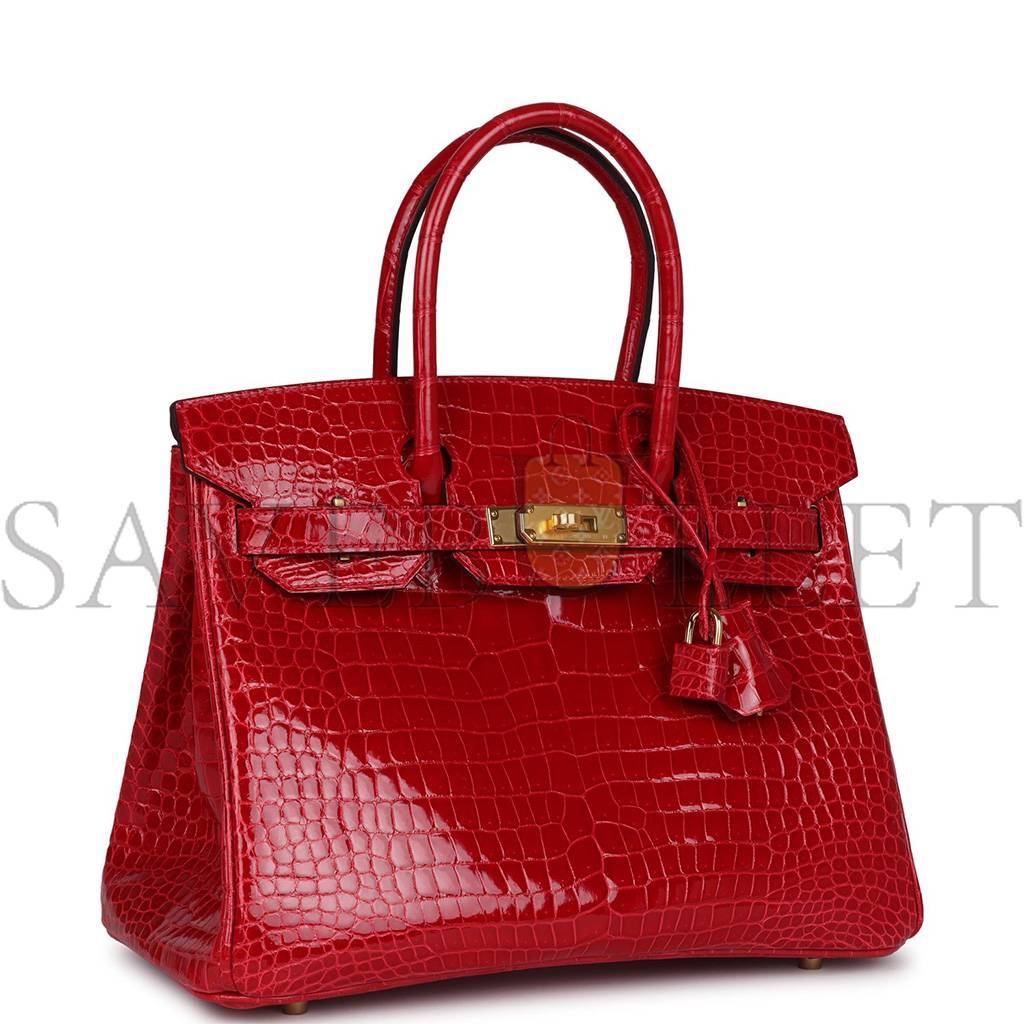 H**mes birkin 30 braise shiny porosus crocodile gold hardware (30*22*16cm)